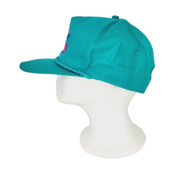 Vintage 80s Yupoong "Sleister & Sons" Teal Rope Nylon Snapback Trucker Hat - Picture 5 of 8